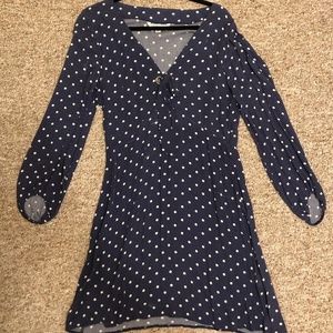 American Eagle Navy Polka Dot Tie Dress